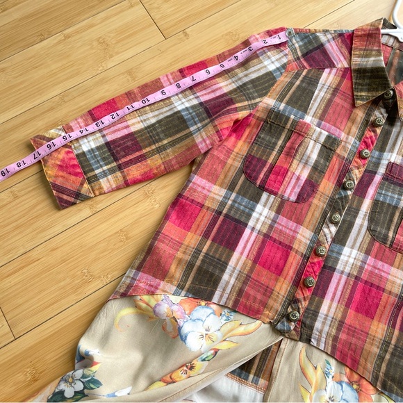 S O L D : Anthropologie Aratta Silent Journey Flannel Plaid Floral Dress - Picture 16 of 17